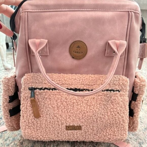 Cabaia Pink Suede Adventurer Travel Backpack W/ Extra Pockets - Picture 4 of 5